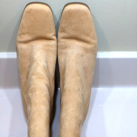 Butter Soft Women's Tan Suede Square Toe Heeled Boot - Size 7 - Picture 6 of 8